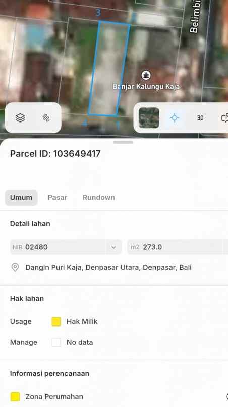 dijual tanah dangin puri kaja