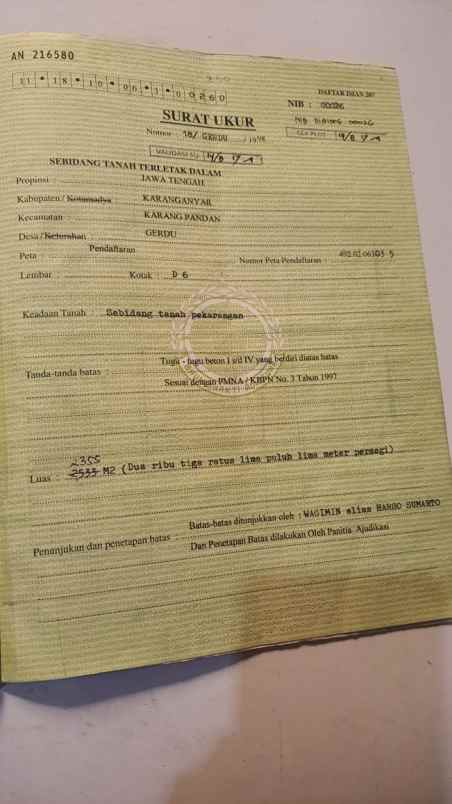 dijual tanah desa gerdu karangpandan