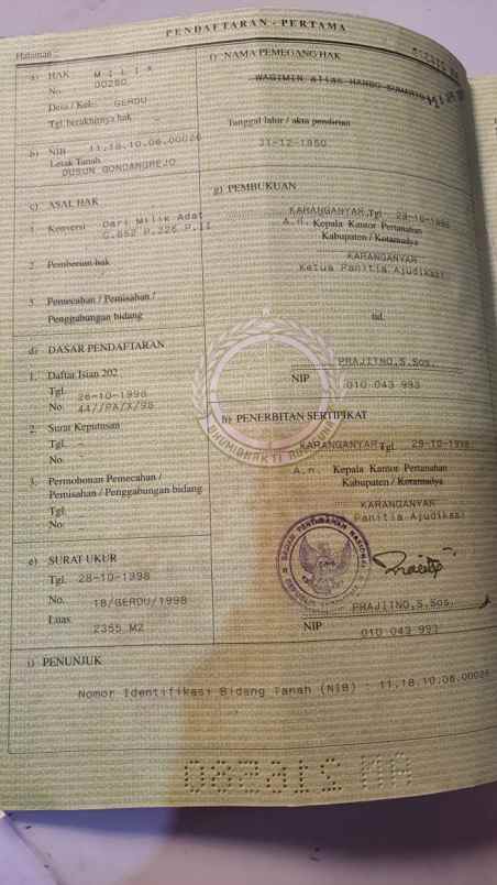 dijual tanah desa gerdu karangpandan