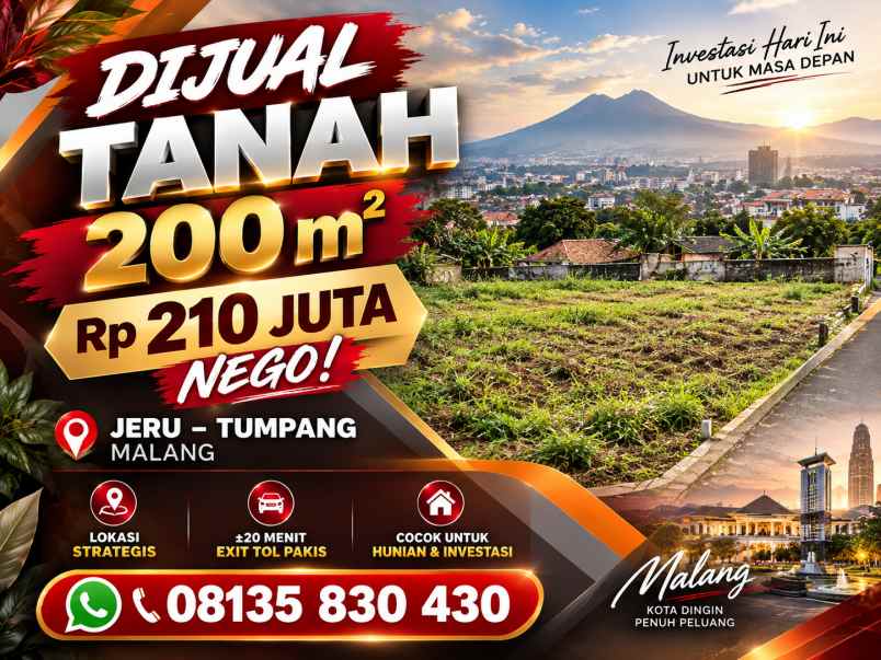 dijual tanah jeru tumpang malang