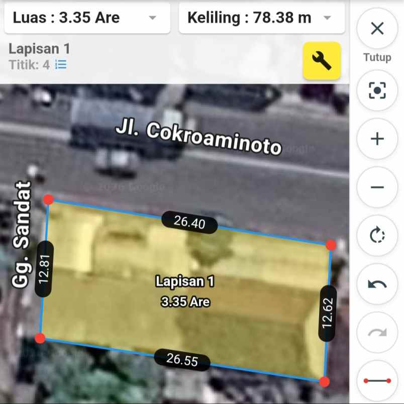 dijual tanah jl raya cokroaminoto