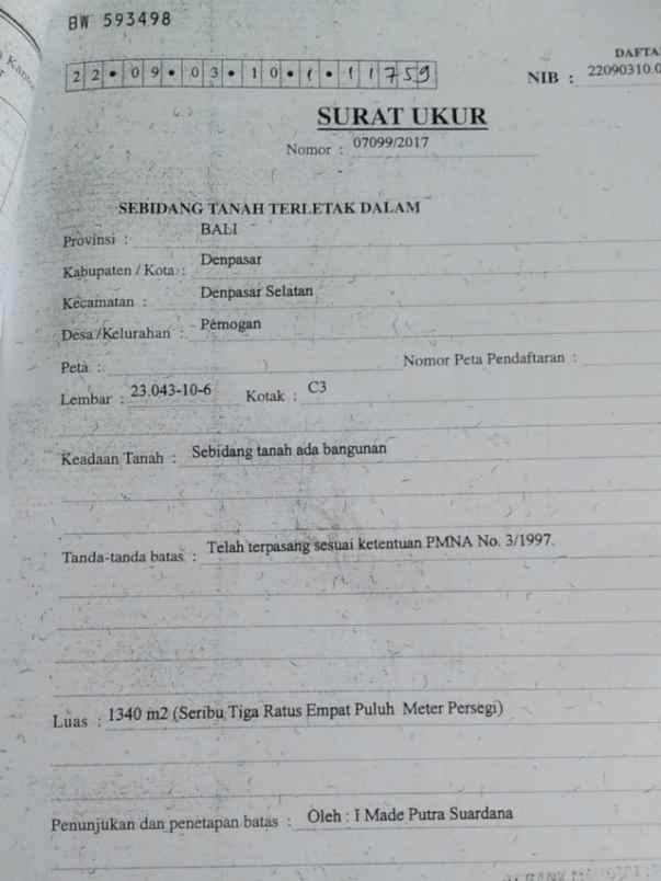 dijual tanah kepaon pemogan