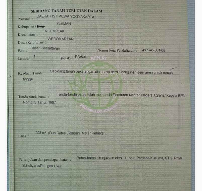 dijual tanah krajan wedomartani