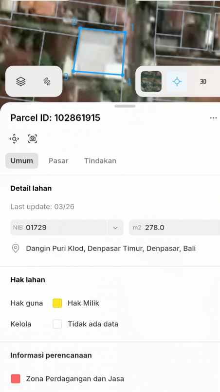 dijual tanah letda reda renon