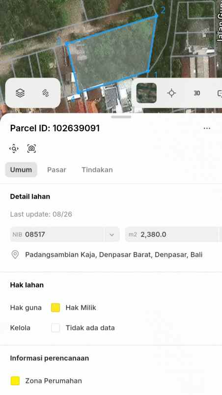 dijual tanah padangsambian kaja