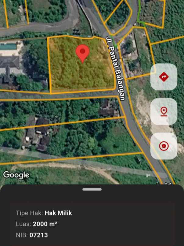 dijual tanah pantai balangan