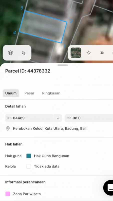 dijual tanah pantai batu beliq