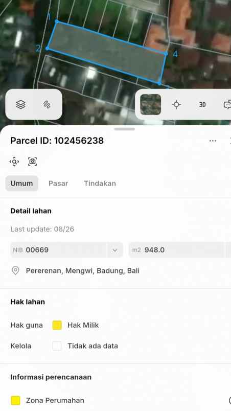 dijual tanah raya canggu