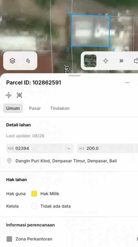 dijual tanah renon