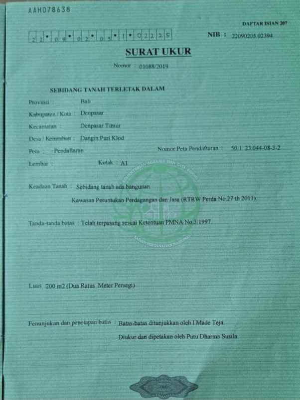 dijual tanah renon