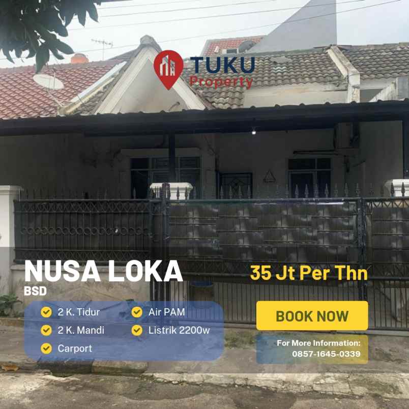 disewakan rumah nusa loka bsd 35 jt per thn