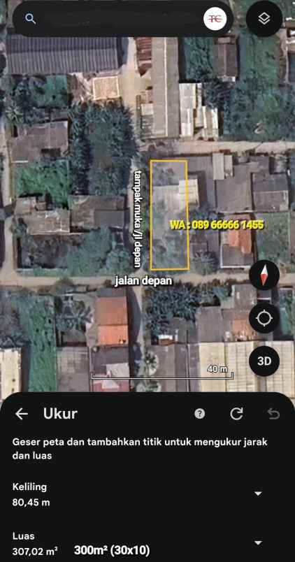 disewakan tanah jalan salembaran kosambi