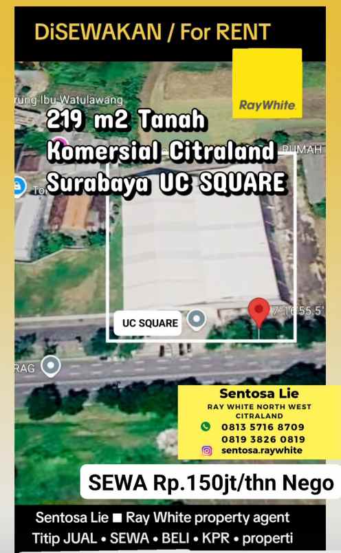 disewakan tanah jalan universitas ciputra