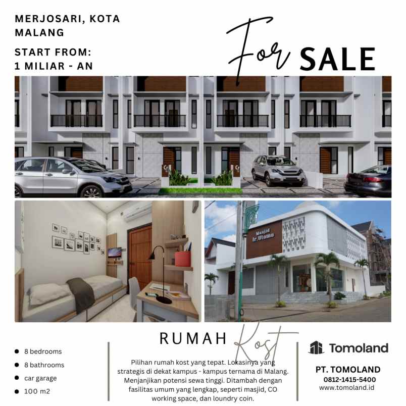 hub jual rumah kost malang lokasi dekat mall kampus