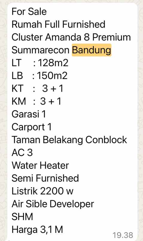 jual rumah premium amanda 8 summarecon bandung