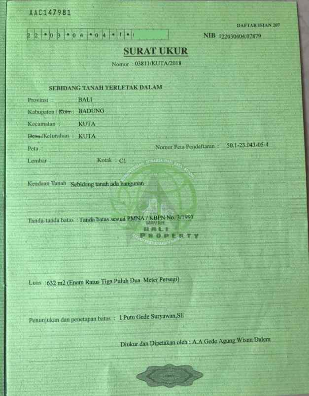 jual tanah legian dekat bom bali