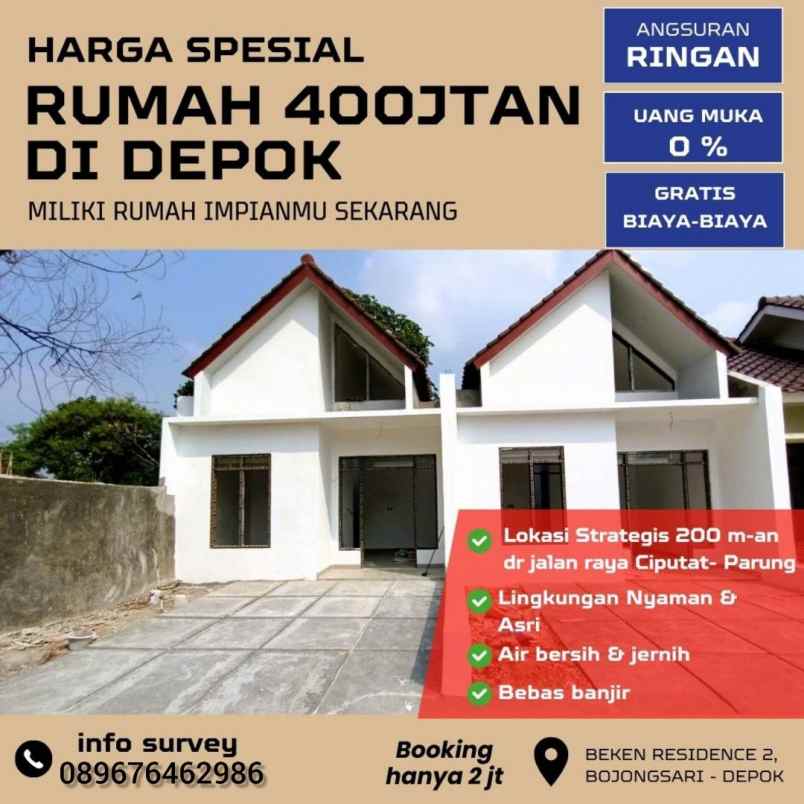 rumah 400 jutaan bojongsari depok modal 2 juta all in