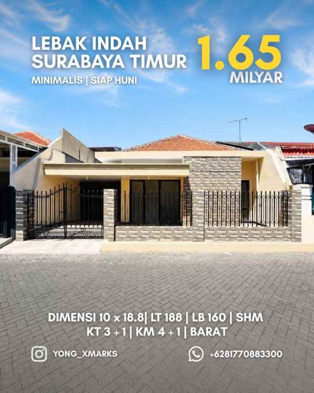 rumah lebak indah strategis siap huni row 3 mobil