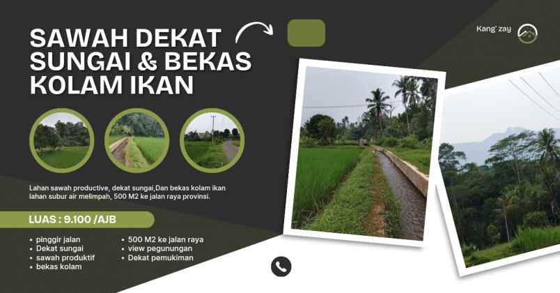sawah produktif dekat sungai view bagus subang