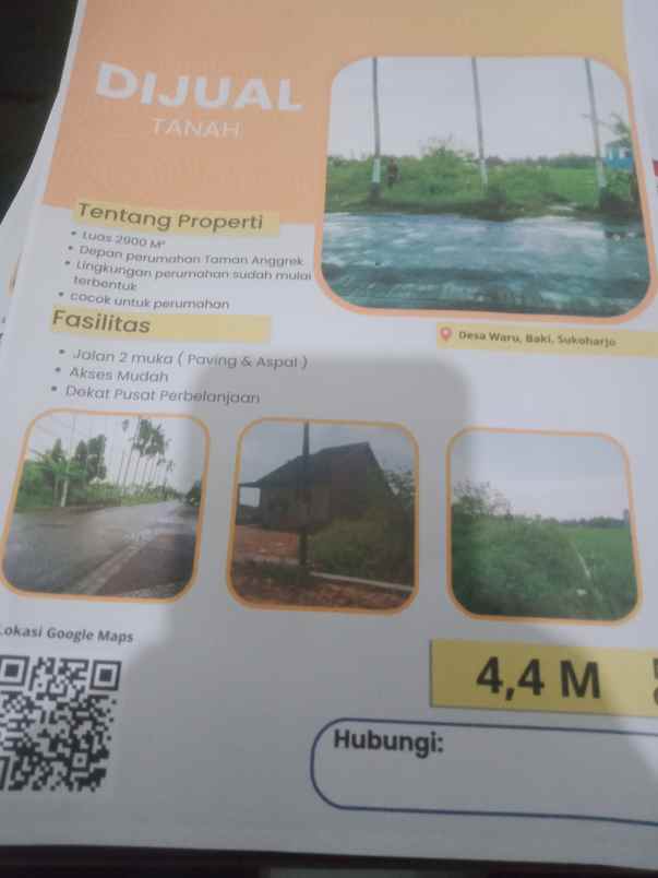 tanah murah depan perumahan taman anggrek