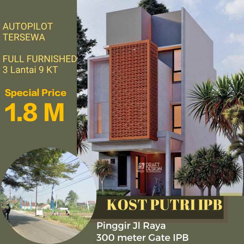 Rumah Kost Dijual 300mtr Ipb Pinggir Jl Auto Pilot Tersewa