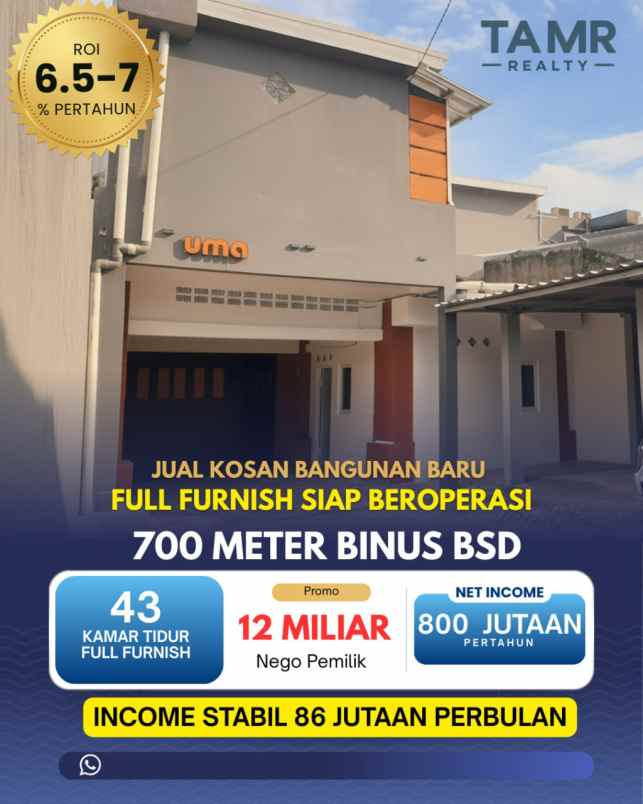 dijual kost serpong tangerang selatan kota