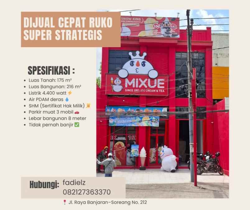 dijual ruko gudang kantor pertigaan ciluncat soreang