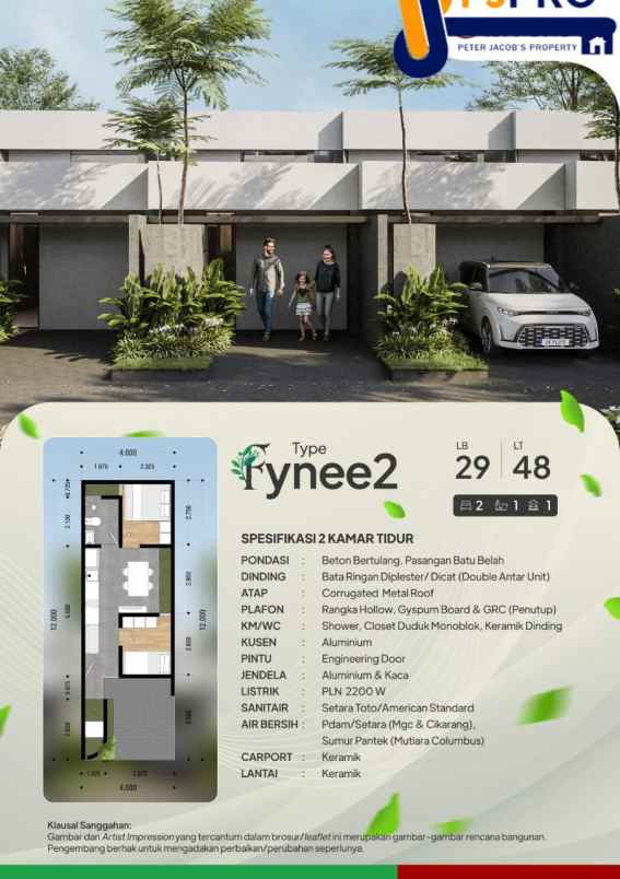 dijual rumah cluster paris mutiara gading city