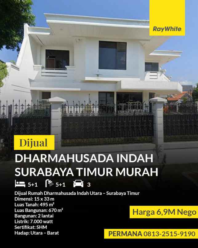 dijual rumah dharmahusada indah utara surabaya timur