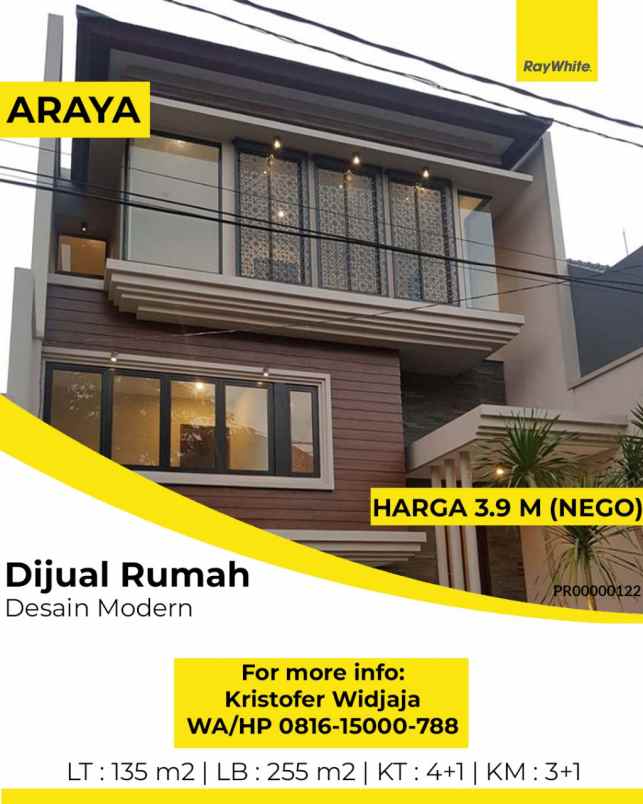 dijual rumah galaxi bumi permai araya