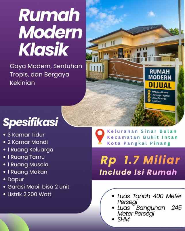 dijual rumah modern klasik