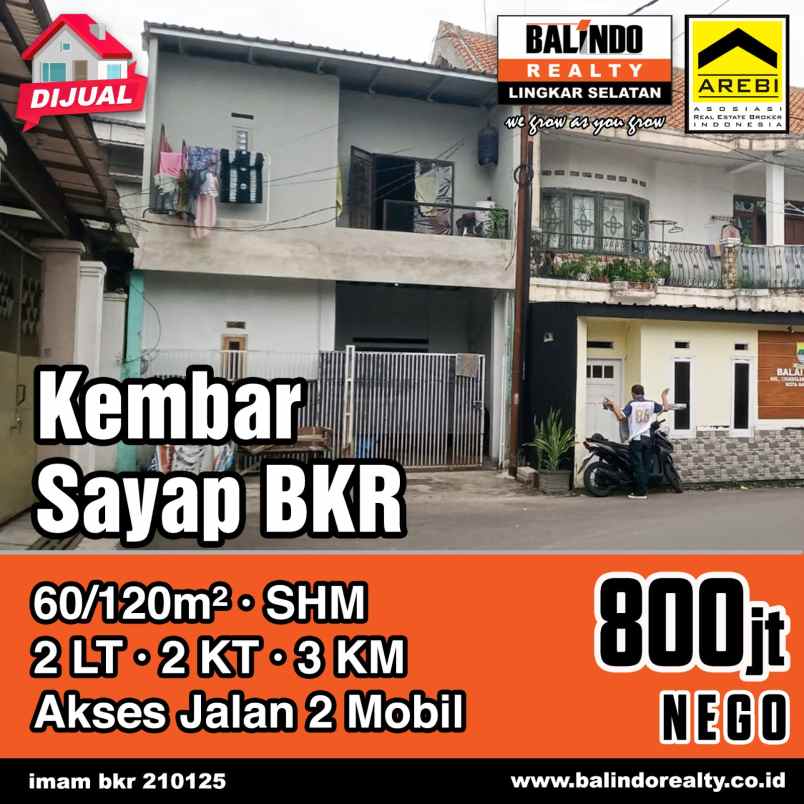 dijual rumah siap huni strategis di kembar sayap bkr