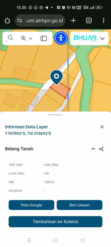 dijual tanah cibuk lor