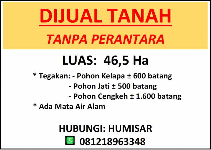 dijual tanah desa temboan kecamatan