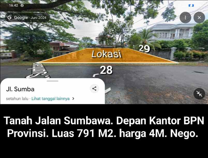 dijual tanah jalan sumbawa