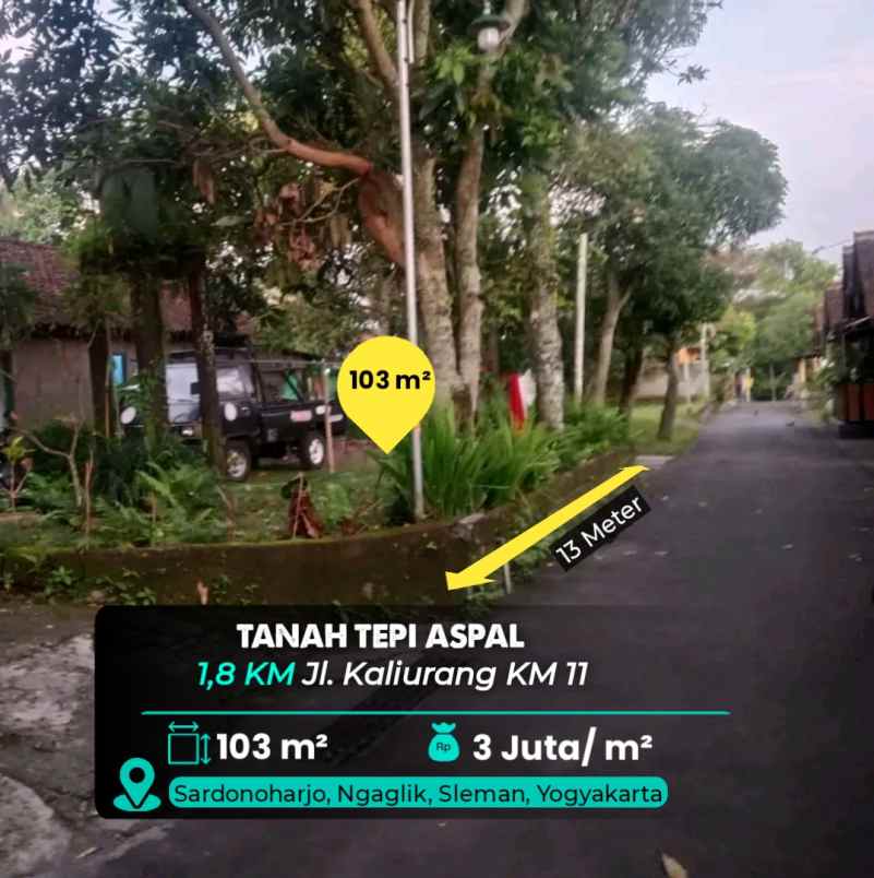 dijual tanah jl kaliurang km 11