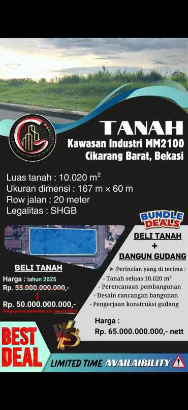 dijual tanah kawasan industri mm2100