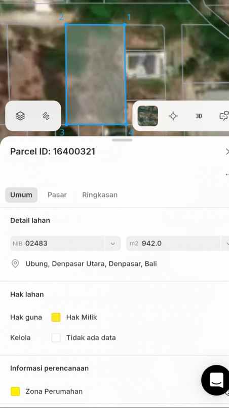 dijual tanah kerobokan kaja kuta utara