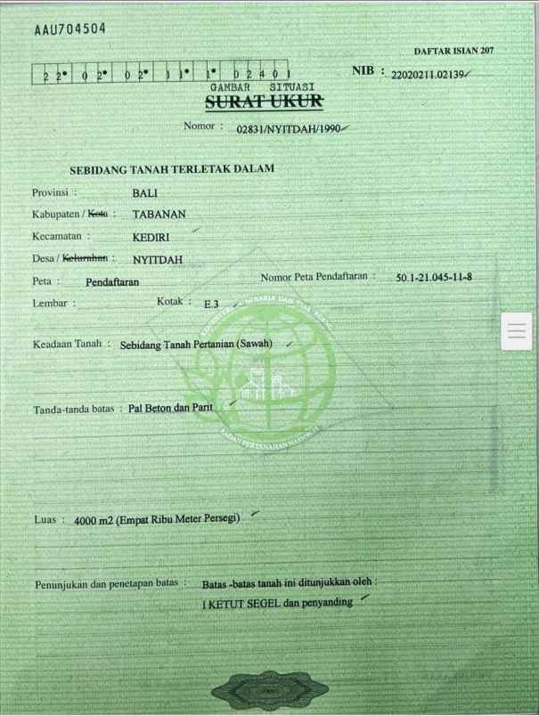 dijual tanah nyitdah