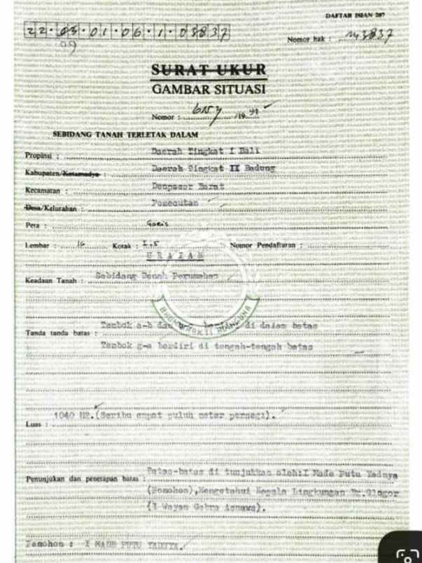 dijual tanah padangsambian klod