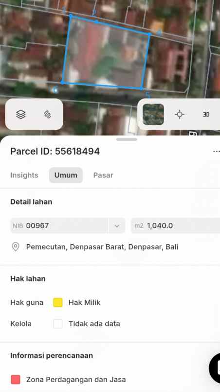 dijual tanah padangsambian klod