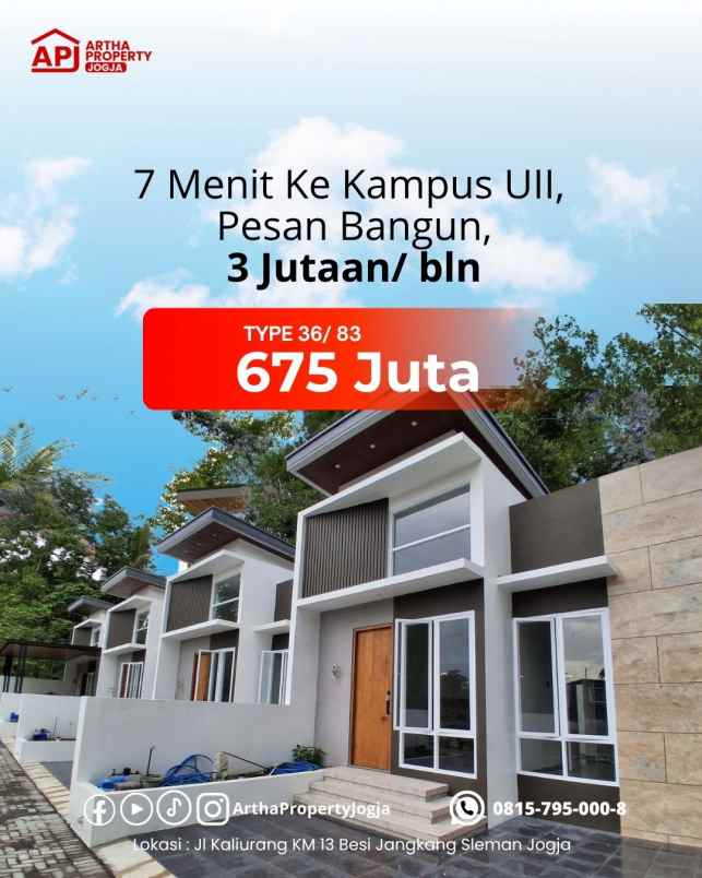 rumah dijual sleman kaliurang uii 2 kamar kpr