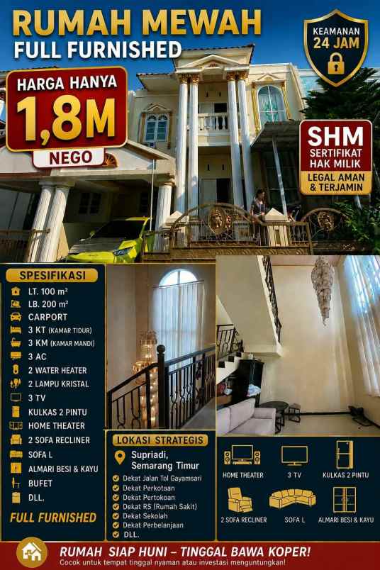 rumah full furnished lumbungsari supriyadi semarang