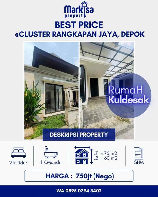 rumah kuldesak di cluster rangkapan jaya depok
