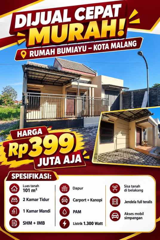rumah minimalis siap huni di bumiayu malang