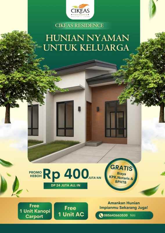 rumah minimalis tanah 70m only 400 jutaan di cibubur