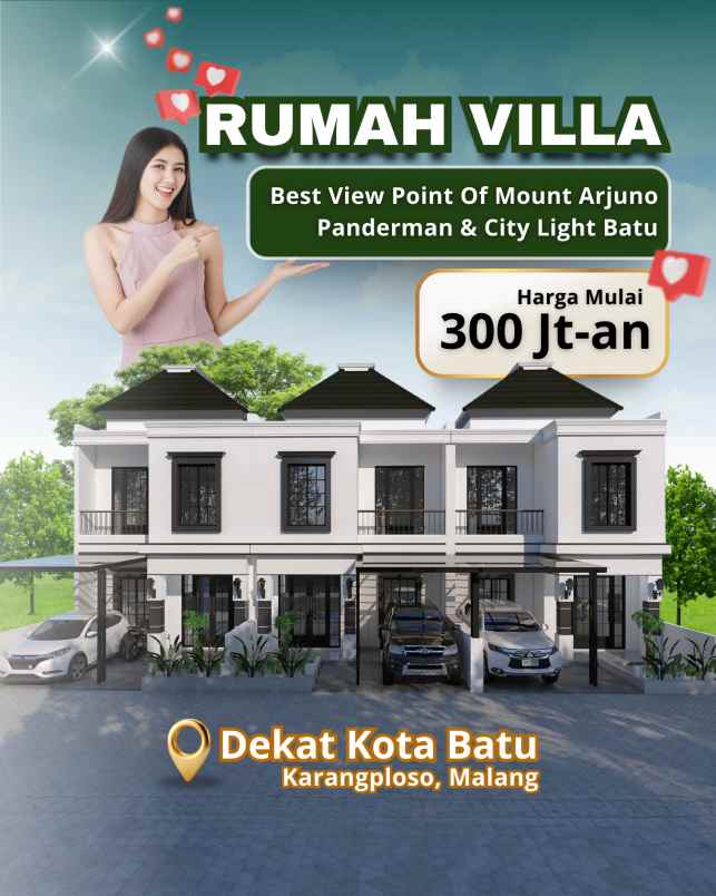 rumah villa di malang karangploso dekat batu dijual