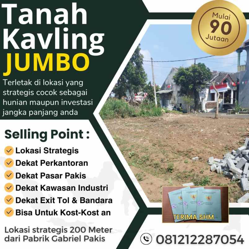 tanah kavling lokasi strategis dekat pasar pakis
