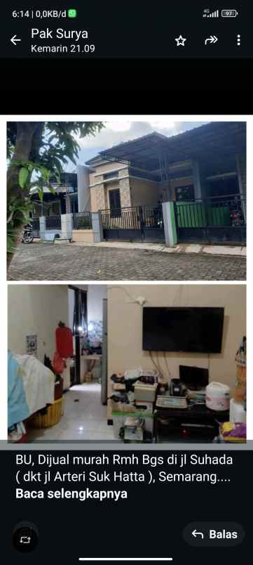 bu dijual rumah di jl suhada tlogosari semarang