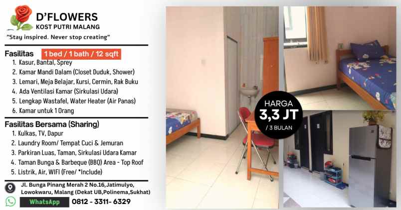d flowers kost putri exclusive kota malang